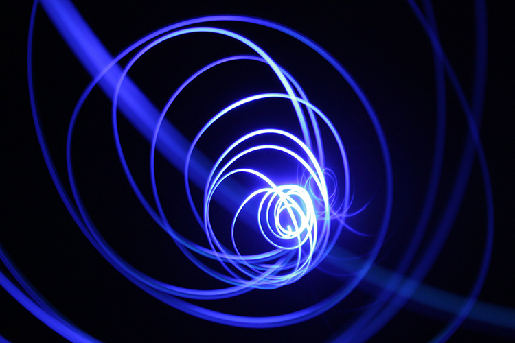 decorative spiral trajectory illustrating phase evolution and dephasing